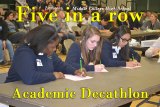 Members of Lemoore Middle College's winning Academic Decathlon team: Alexis Ricks, Sidney Sever, and Ali Macias answer Super Quiz question Saturday afternoon at Sierra Pacific High School.